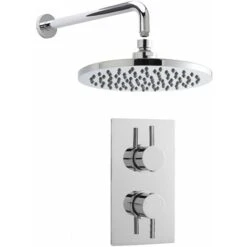 Nuie Quest Twin Thermostatic Concealed Shower Valve With Fixed Shower Head - Chrome -Bathroom Faucet Store 42718180 3