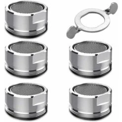 LITZEE Set Of 5 Aerators M24 - Faucet - External Thread - Mixing Nozzle With Stainless Steel Filter - With Chrome Mixing Key - For Taps