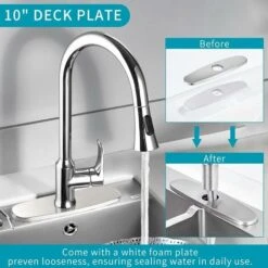 LITZEE Round 10" Kitchen Sink Faucet Hole Cover Deck Plate Stainless Steel Brushed Nickel Suitable For Covering Unused Holes -Bathroom Faucet Store 43247378 4