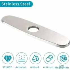 LITZEE Round 10" Kitchen Sink Faucet Hole Cover Deck Plate Stainless Steel Brushed Nickel Suitable For Covering Unused Holes -Bathroom Faucet Store 43247378 5