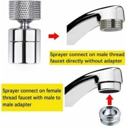 LITZEE Sink Aerator Non-Slip Stainless Steel 2 Bubbling Modes Anti-Splash 360-degree Filter Swivel Faucet Sprayer With Nozzle Adapter Universal Internal M24mm And External M22 Faucet -Bathroom Faucet Store 43247481 5