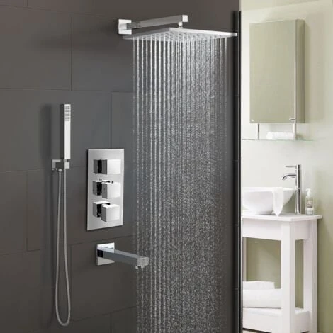 OLIVE BATHROOM 3 DIAL 3 WAY CONCEALED SQUARE THERMOSTATIC SHOWER MIXER VALVE CHROME 3 OLIVE BATHROOM 3 DIAL 3 WAY CONCEALED SQUARE THERMOSTATIC SHOWER MIXER VALVE CHROME