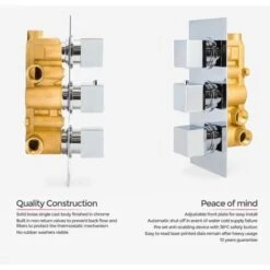 OLIVE BATHROOM 3 DIAL 3 WAY CONCEALED SQUARE THERMOSTATIC SHOWER MIXER VALVE CHROME 8 OLIVE BATHROOM 3 DIAL 3 WAY CONCEALED SQUARE THERMOSTATIC SHOWER MIXER VALVE CHROME -Bathroom Faucet Store 44071094 2