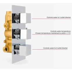 OLIVE BATHROOM 3 DIAL 3 WAY CONCEALED SQUARE THERMOSTATIC SHOWER MIXER VALVE CHROME 9 OLIVE BATHROOM 3 DIAL 3 WAY CONCEALED SQUARE THERMOSTATIC SHOWER MIXER VALVE CHROME -Bathroom Faucet Store 44071094 3