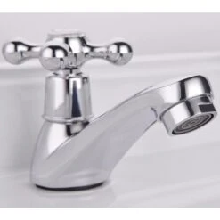 Basin Tap Pair Traditional Bathroom Sink Taps Hot And Cold Water Mixer Tap With Ceramic Disc Technology, Solid Brass Traditional Double Basin Taps For Kitchen Basin Sink Bathroom Washroom -Bathroom Faucet Store 46235825 4