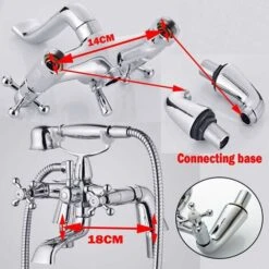 Victorian Traditional Bath Bathtub Mixer Tap With Shower Dual Lever Bathtub Taps Mixer Shower Handset Bathroom Chrome Deck Mounted -Bathroom Faucet Store 46235829 5