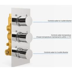 Bathroom 3 Dial 3 Way Concealed Round Thermostatic Shower Mixer Valve Chrome -Bathroom Faucet Store 51418944 3