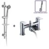 Round Waterfall Deck Mounted Bath Filler Shower Mixer With Slider Rail And Handset Kit -Bathroom Faucet Store 51419252 1