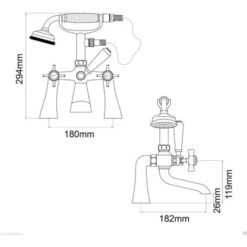 Edwardian Traditional Freestanding Chrome Bath Shower Mixer Tap With Handheld Kit -Bathroom Faucet Store 51419915 5