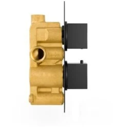 2 Dial 1 Outlet Concealed Thermostatic Shower Square Refined Valve - Matte Black -Bathroom Faucet Store 51419986 4