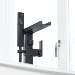 Laura Waterfall Freestanding Bath Shower Mixer Tap Matte Black -Bathroom Faucet Store 51420560 4