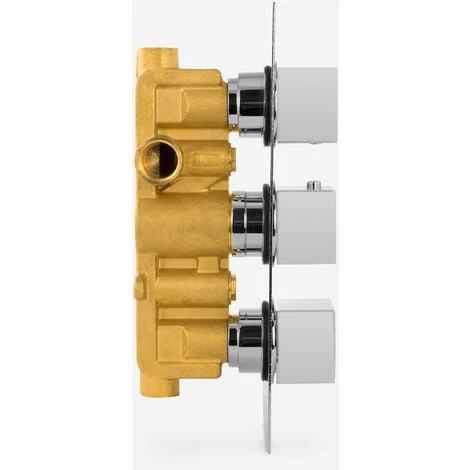 Cameo Modern Square 3 Dial 2 Outlet Concealed Shower Valve - Chrome 4 Cameo Modern Square 3 Dial 2 Outlet Concealed Shower Valve - Chrome - Image 2