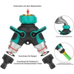 LangRay Garden Hose Splitter, 3/4 ”Zinc Alloy Dispenser With 2 Outlets Valves, Suitable For Timers, Adjustable And Lockable Water Flow With 2 Connectors And 4 Washers -Bathroom Faucet Store 51796782 4