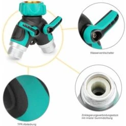 LangRay Garden Hose Splitter, 3/4 ”Zinc Alloy Dispenser With 2 Outlets Valves, Suitable For Timers, Adjustable And Lockable Water Flow With 2 Connectors And 4 Washers -Bathroom Faucet Store 51796782 5