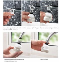 LangRay 360 Degree Mobile Kitchen Faucet Head- Bubbler Aerator -Water Saving -Bath Nozzle Filter Tip- 3 Modes Adjustable Shower Head Filter Sprayer For Kitchen Bathroom (White) -Bathroom Faucet Store 51796822 3
