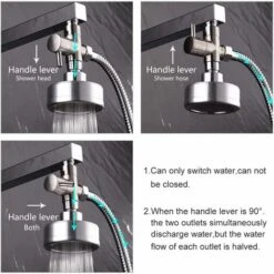 LangRay 3-way Reversing Valve G 1/2 "in Solid Brass Shower Head Reversing Valve / Shower Adapter / Reversing Valve, Brushed Nickel DSF007NA, Chrome, DSF007, DSF007 10 LangRay 3-way Reversing Valve G 1/2 "in Solid Brass Shower Head Reversing Valve / Shower Adapter / Reversing Valve, Brushed Nickel DSF007NA, Chrome, DSF007, DSF007 -Bathroom Faucet Store 51796836 4