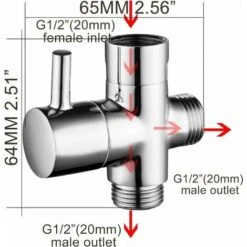 Science 3-Way Valve G1/2 Refill Diverter For Shower System -Bathroom Faucet Store 51802129 5