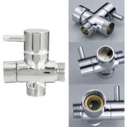 Chrome 3 Way Shower Head Forshower Bypass Valve Tee Adapter Tap Hasaki -Bathroom Faucet Store 51940632 4