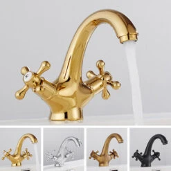 MUFF Traditional Victorian Integral Basin Faucet Vintage Double Cross Handle Bathroom Faucet, Plating -Bathroom Faucet Store 54685702 3
