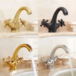 MUFF Traditional Victorian Integral Basin Faucet Vintage Double Cross Handle Bathroom Faucet, Plating -Bathroom Faucet Store 54685702 4