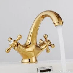 MUFF Traditional Victorian Integral Basin Faucet Vintage Double Cross Handle Bathroom Faucet, Plating -Bathroom Faucet Store 54685702 5