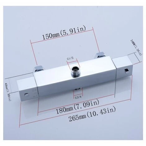 MUFF Square Thermostatic Shower Stick Mixing Valve Faucet Chrome Bathroom Double Outlet 5 MUFF Square Thermostatic Shower Stick Mixing Valve Faucet Chrome Bathroom Double Outlet - Image 3