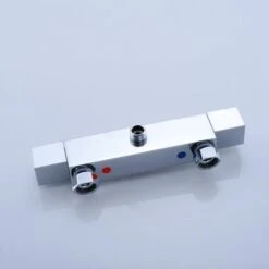 MUFF Square Thermostatic Shower Stick Mixing Valve Faucet Chrome Bathroom Double Outlet 11 MUFF Square Thermostatic Shower Stick Mixing Valve Faucet Chrome Bathroom Double Outlet -Bathroom Faucet Store 54685985 5
