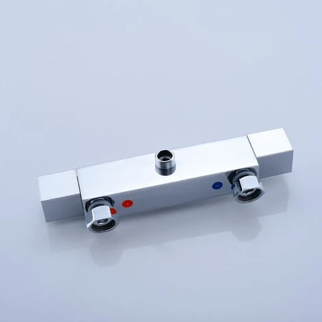 MUFF Square Thermostatic Shower Stick Mixing Valve Faucet Chrome Bathroom Double Outlet 7 MUFF Square Thermostatic Shower Stick Mixing Valve Faucet Chrome Bathroom Double Outlet - Image 5