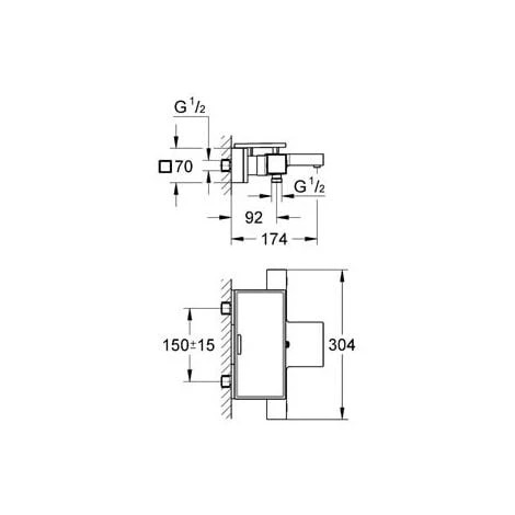 Grohe Grohtherm Cube Thermostatic Bath/shower Mixer 1/2", Chrome (34502000) 4 Grohe Grohtherm Cube Thermostatic Bath/shower Mixer 1/2", Chrome (34502000) - Image 2