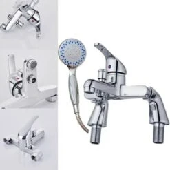 NEW !Bathroom Bath Shower Filler Mixer Tap Single Lever Chrome Solid Brass With Shower Handset And Hose Attachment