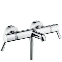Hansgrohe Ecostat Thermostatic Bath Mixer Comfort Care For Exposed Installation With Extra Long Handles, Chrome (13115000)
