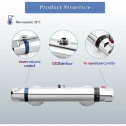 Thermostatic Shower Mixer Tap, All Copper Thermostatic Bathtub Faucet, Safety Protection With 38℃ Anti-scalding Button, Bathtub Mixer Tap Precise Adjustment Of Temperature And Water Volume -Bathroom Faucet Store 56639048 3