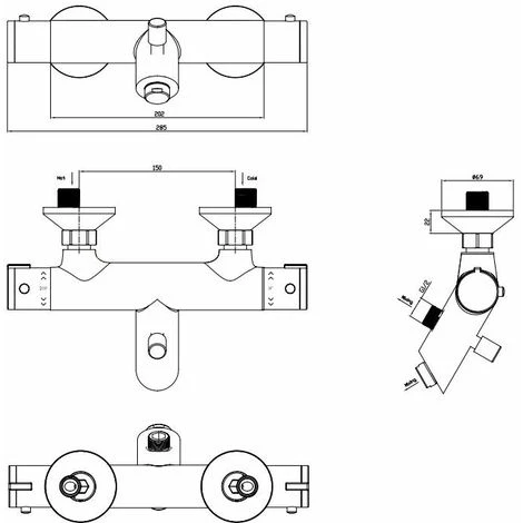 Crosswater Kai Bath Shower Mixer Tap - Chrome - EV1211EC 4 Crosswater Kai Bath Shower Mixer Tap - Chrome - EV1211EC - Image 2