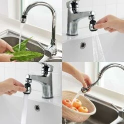 2 Pieces Swivel Water Faucet,360 Degree Movable Kitchen Faucet Head,2 Modes Adjustable Shower Head Filter Sprayer,Kitchen Aerator,Kitchen Faucet,Kitchen Faucet Extension -Bathroom Faucet Store 58056404 5