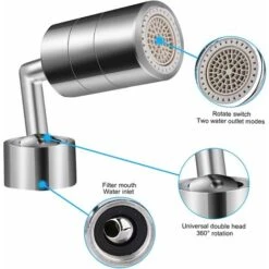 720 Degree Faucet Aerator, Swivel Kitchen Faucet Head 2 Modes Adjustable Shower Head Filter Sprayer For Kitchen Bathroom -Bathroom Faucet Store 58056895 3