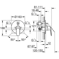Grohe Eurosmart Cosmopolitan Single-lever Bath/shower Mixer 1/2", Chrome (32879000) -Bathroom Faucet Store 58337761 5