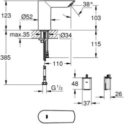 Grohe Bau Cosmopolitan E Set Of 2 Infra-red Electronic Basin Taps 1/2″, Chrome (36452000-DUO) 11 Grohe Bau Cosmopolitan E Set Of 2 Infra-red Electronic Basin Taps 1/2″, Chrome (36452000-DUO) -Bathroom Faucet Store 58337763 5
