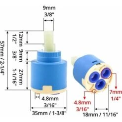 Replacement Ceramic Cartridge, Ceramic For Mixer Tap, Ceramic Cartridge For Kitchen Or Bathroom 35 Mm, Blue -Bathroom Faucet Store 58408104 4