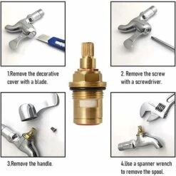 2 Pieces Ceramic Faucet Replacement Cartridge 20 Steps Universal Brass Faucet Replacement With Screw Replacement For Kitchen Home Bathroom Faucet Parts -Bathroom Faucet Store 58408294 4