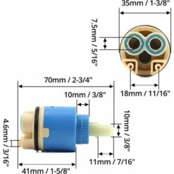 Replacement Ceramic Cartridge, Ceramic For Mixer Tap, Ceramic Cartridge For Kitchen Or Bathroom 35 Mm, Blue, With Bottom -Bathroom Faucet Store 58408298 5