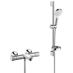 Hansgrohe Ecostat Universal Set Thermostatic Bath/shower Mixer + Crometta Vario Shower Set With Soap Dish (13123000-Crometta2)