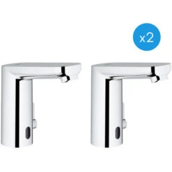 Grohe Eurosmart Cosmopolitan E 2 Set Of 2 1/2″ Infrared Basin Mixer Taps, Adjustable Temperature Limiter, Chrome (36327001-DUO)