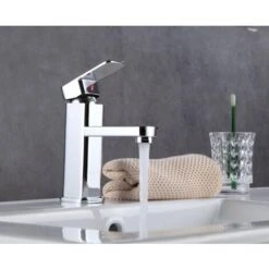 Monobloc Sink Mixer Tap, Bath Basin Mixer Tap, Waterfall Faucet Bathroom Hot And Cold Water Tap, Single Lever Washroom Sink Faucet, Chrome Brass -Bathroom Faucet Store 59499034 5