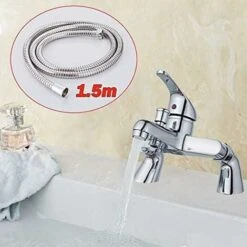 Modern Bathroom Bath Shower Filler Mixer Tap Single Lever Chrome Solid Brass With Shower Handset And Hose Attachment -Bathroom Faucet Store 59499053 3