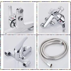 Modern Bathroom Bath Shower Filler Mixer Tap Single Lever Chrome Solid Brass With Shower Handset And Hose Attachment -Bathroom Faucet Store 59499053 4
