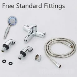 Modern Bathroom Curved Bath Shower Filler Mixer Tap Brass Deck Mounted With Shower Handset And Hose Single Lever Chrome -Bathroom Faucet Store 59499671 2