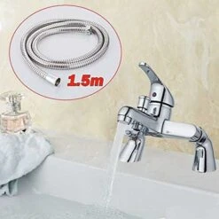 Modern Bathroom Curved Bath Shower Filler Mixer Tap Brass Deck Mounted With Shower Handset And Hose Single Lever Chrome -Bathroom Faucet Store 59499671 3