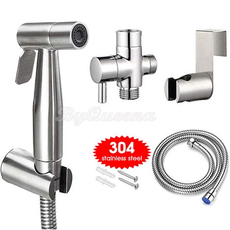Handheld Bidet Sprayer Kit, Stainless Steel Shower Spray With Hose Bidet Holder Valve For Toilet Cleaning, Pet Bath, Personal Hygiene -Bathroom Faucet Store 59499746 1