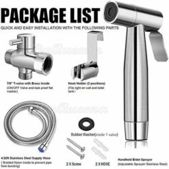 Handheld Bidet Sprayer Kit, Stainless Steel Shower Spray With Hose Bidet Holder Valve For Toilet Cleaning, Pet Bath, Personal Hygiene 8 Handheld Bidet Sprayer Kit, Stainless Steel Shower Spray With Hose Bidet Holder Valve For Toilet Cleaning, Pet Bath, Personal Hygiene -Bathroom Faucet Store 59499746 2