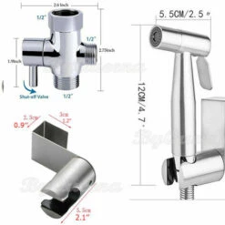 Handheld Bidet Sprayer Kit, Stainless Steel Shower Spray With Hose Bidet Holder Valve For Toilet Cleaning, Pet Bath, Personal Hygiene 9 Handheld Bidet Sprayer Kit, Stainless Steel Shower Spray With Hose Bidet Holder Valve For Toilet Cleaning, Pet Bath, Personal Hygiene -Bathroom Faucet Store 59499746 3